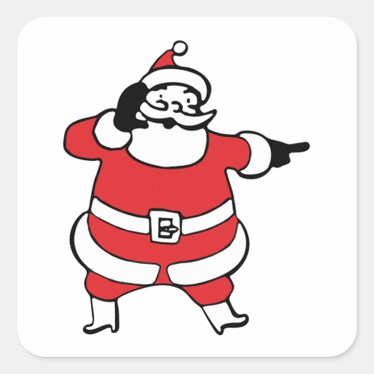 Jolly Santa Claus Calling Reindeer op kerst Vierkante Sticker (Voorkant)