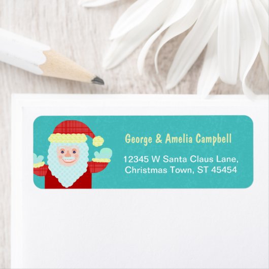 Jolly Santa Claus Cartoon Cute Etiket (Insitu)