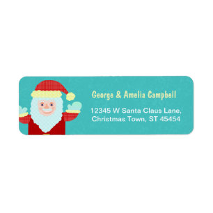 Jolly Santa Claus Cartoon Cute Etiket