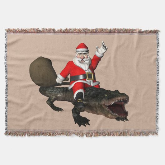 Jolly Santa Claus die een Alligator bestuurt Deken (Voorkant)