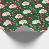 Jolly Santa Claus Donkergroene Kerst Cadeaupapier (Hoek)