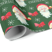 Jolly Santa Claus Donkergroene Kerst Cadeaupapier (Rol Hoek)