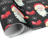 Jolly Santa Claus en Bows Kerstmis Cadeaupapier (Rol Hoek)