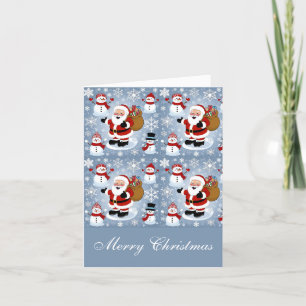 Jolly Santa Claus en Sneeuwmannen Kerstmis Feestdagen Kaart