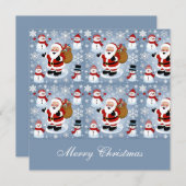 Jolly Santa Claus en Sneeuwmannen Kerstmis Feestdagenkaart (Voorkant / Achterkant)