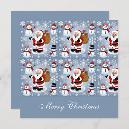 Jolly Santa Claus en Sneeuwmannen Kerstmis Feestdagenkaart (Voorkant / Achterkant)