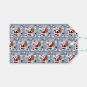 Jolly Santa Claus en Sneeuwpoppen Kerstpatroon Cadeaulabel (Voorkant (Horizontaal))