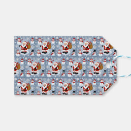 Jolly Santa Claus en Sneeuwpoppen Kerstpatroon Cadeaulabel