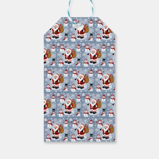 Jolly Santa Claus en Sneeuwpoppen Kerstpatroon Cadeaulabel (Achterkant)