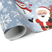 Jolly Santa Claus en Sneeuwpoppen Kerstpatroon Cadeaupapier (Rol Hoek)
