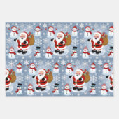 Jolly Santa Claus en Sneeuwpoppen Kerstpatroon Inpakpapier Vel (Voorkant 2)