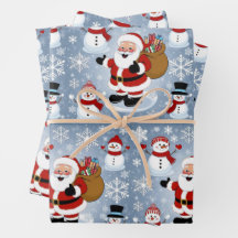 Jolly Santa Claus en Sneeuwpoppen Kerstpatroon