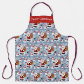 Jolly Santa Claus en Sneeuwpoppen Kerstpatroon Schort (Voorkant)