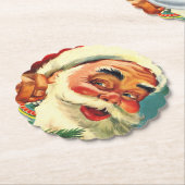 Jolly Santa Claus Face Kartonnen Onderzetters (Gekanteld)