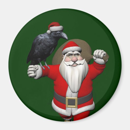 Jolly Santa Claus houdt van Black Ravens Magneet (Voorkant)