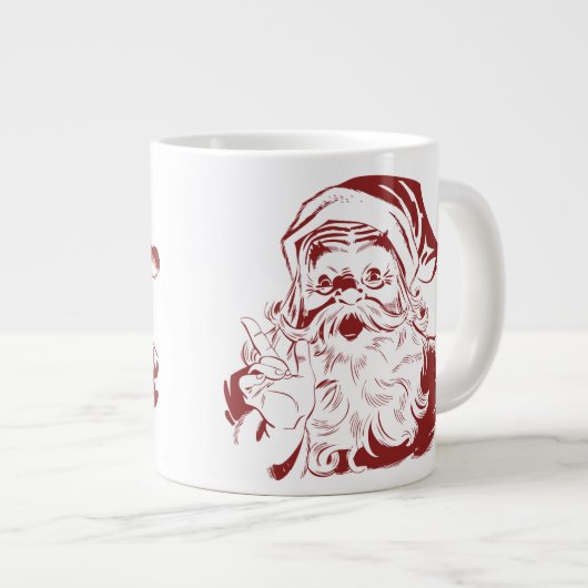Jolly Santa Claus in Red Fun Retro Merry Kerstmis Grote Koffiekop (Voorkant rechts)