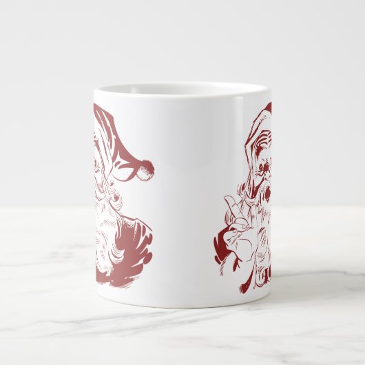 Jolly Santa Claus in Red Fun Retro Merry Kerstmis Grote Koffiekop (Voorkant)