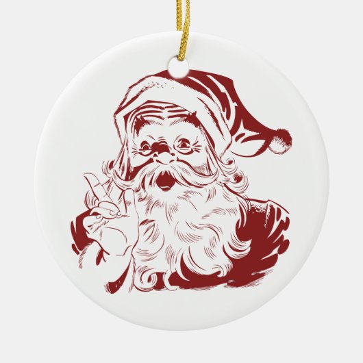 Jolly Santa Claus in Red Fun Retro Merry Kerstmis Keramisch Ornament (Voorkant)
