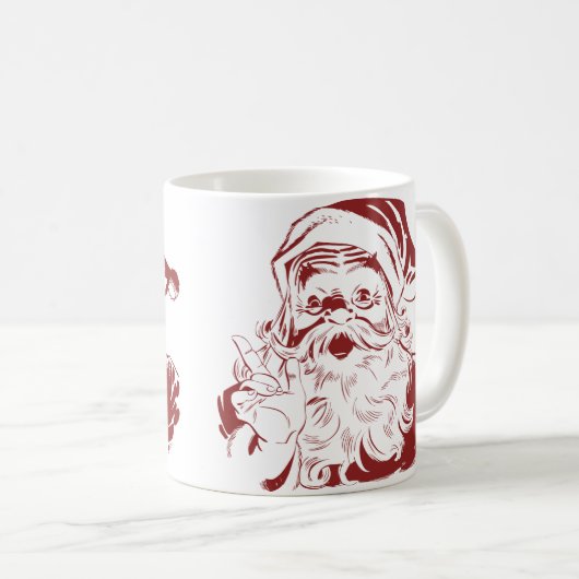 Jolly Santa Claus in Red Fun Retro Merry Kerstmis Koffiemok (Voorkant rechts)