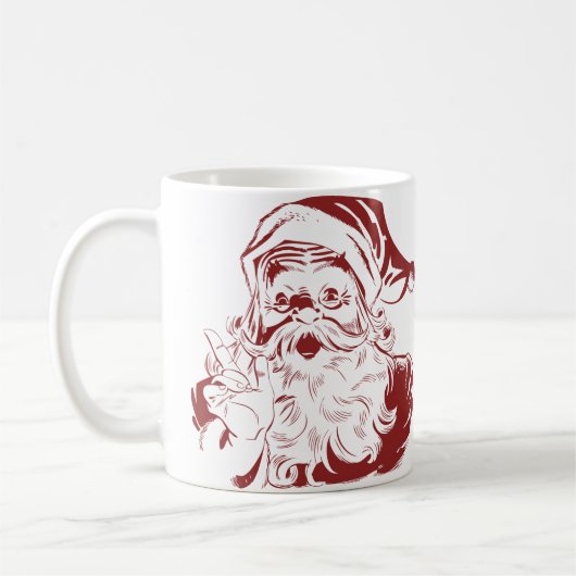 Jolly Santa Claus in Red Fun Retro Merry Kerstmis Koffiemok (Links)