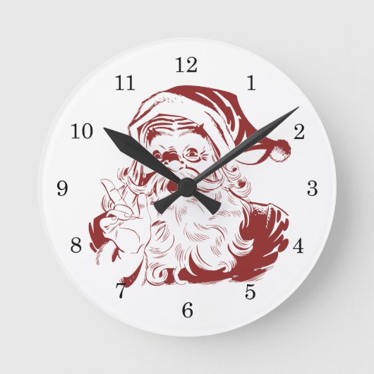 Jolly Santa Claus in Red Fun Retro Merry Kerstmis Ronde Klok (Voorkant)