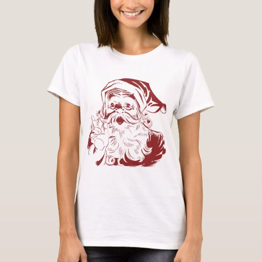 Jolly Santa Claus in Red Fun Retro Merry Kerstmis T-shirt (Voorkant)
