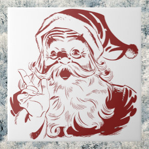 Jolly Santa Claus in Red Fun Retro Merry Kerstmis Tegeltje