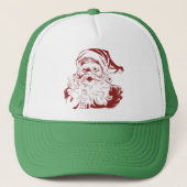 Jolly Santa Claus in Red Fun Retro Merry Kerstmis Trucker Pet (Voorkant)