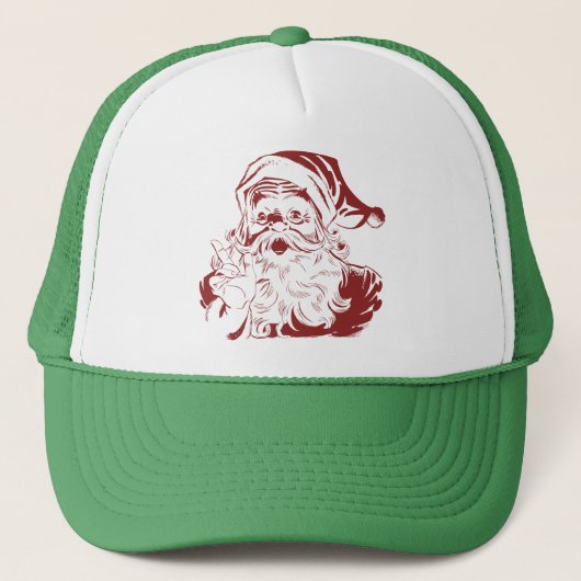 Jolly Santa Claus in Red Fun Retro Merry Kerstmis Trucker Pet (Voorkant)