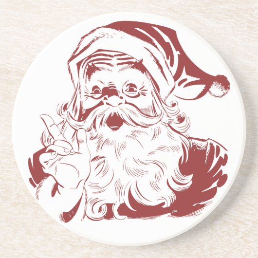 Jolly Santa Claus in Red Fun Retro Merry Kerstmis Zandsteen Onderzetter (Voorkant)