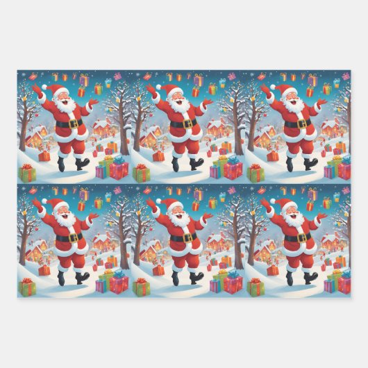 Jolly Santa Claus inpakpapier in mat (Voorkant)