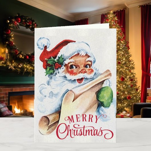 Jolly Santa Claus kerst, aangepast Feestdagen Kaart