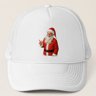 Jolly Santa Claus Making Peace Sign – Vintage Chri Trucker Pet