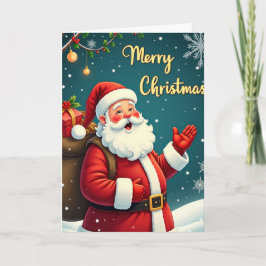 Jolly Santa Claus Merry Christmas Greeting Card Feestdagen Kaart