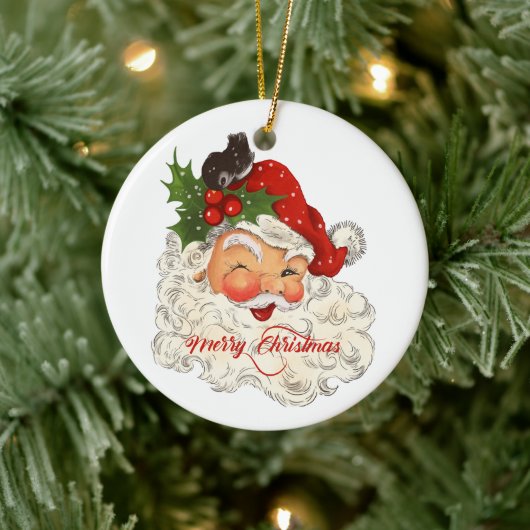  jolly Santa Claus Merry kerstfamilie Keramisch Ornament (Boom)