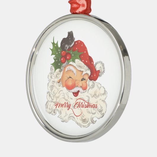 jolly Santa Claus Merry-kerstretro Metalen Ornament (Links)