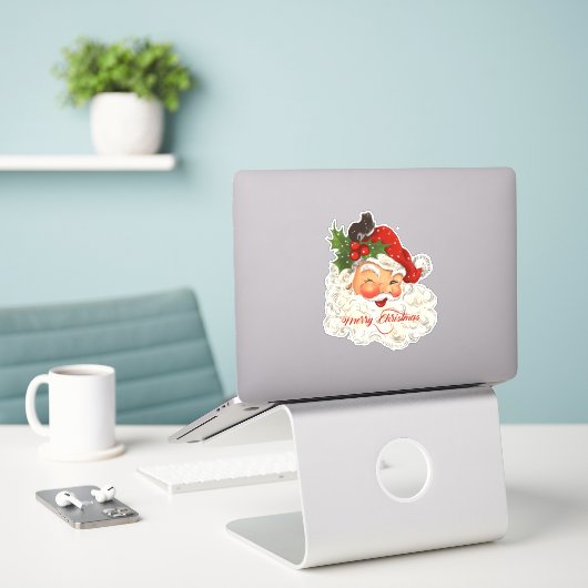  jolly Santa Claus Merry-kerstretro Sticker (Laptop op bureau)