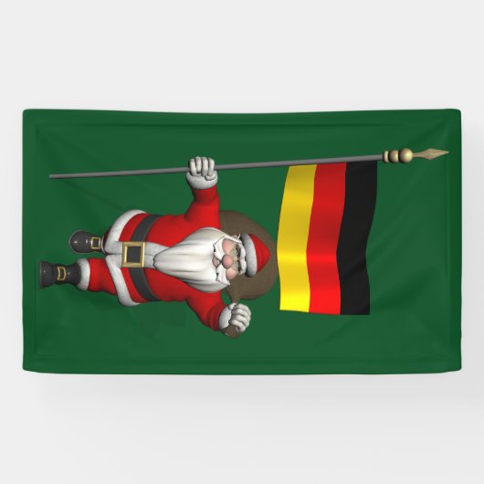 Jolly Santa Claus met Duitse Bundesvlagge Spandoek (Horizontaal)