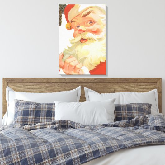 Jolly Santa Claus met een geheim kerstfeest Canvas Afdruk (Insitu (Slaapkamer))