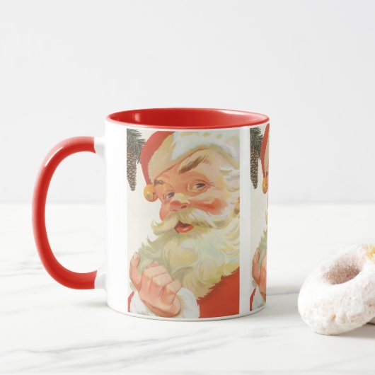 Jolly Santa Claus met een geheim kerstfeest Mok (Met donut)