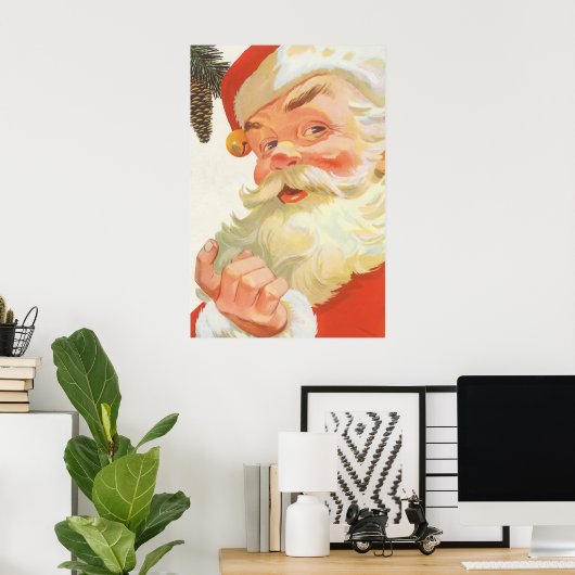 Jolly Santa Claus met een geheim kerstfeest Poster (Thuiskantoor)