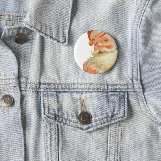 Jolly Santa Claus met een geheim kerstfeest Ronde Button 5,7 Cm (In situ)