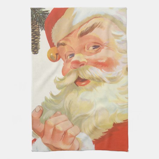 Jolly Santa Claus met een geheim kerstfeest Theedoek (Verticaal)