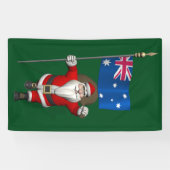 Jolly Santa Claus met vlag van Australië Spandoek (Horizontaal)