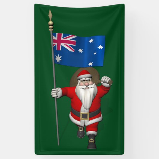 Jolly Santa Claus met vlag van Australië Spandoek (Verticaal)