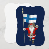 Jolly Santa Claus met vlag van Finland Feestdagenkaart (Voorkant / Achterkant)
