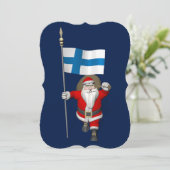 Jolly Santa Claus met vlag van Finland Feestdagenkaart (Staand voorkant)