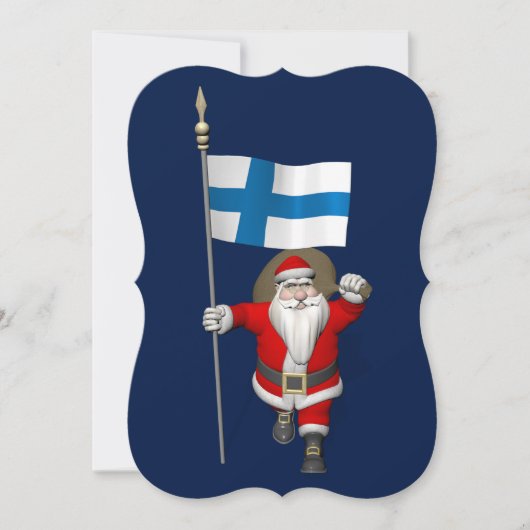 Jolly Santa Claus met vlag van Finland Feestdagenkaart (Voorkant)