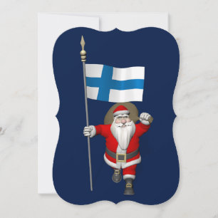 Jolly Santa Claus met vlag van Finland Feestdagenkaart