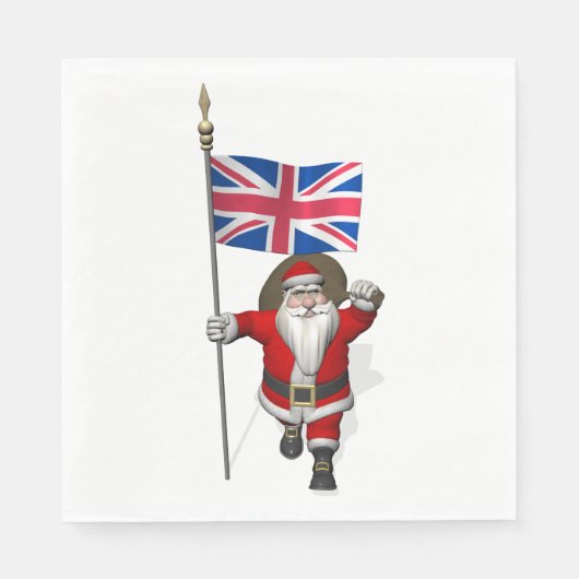 Jolly Santa Claus met vlag van het Verenigd Konink Servet (Voorkant)